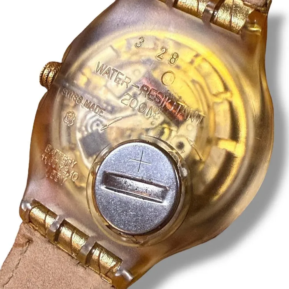 Vintage Swatch Scuba 200 Golden Island model SDK112 Orange Gold Blue Quartz RUNS